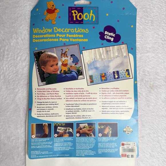 Vintage 90s Winnie The Pooh Window Static Cling Sticker Set Tigger Piglet Eeyore - Picture 4 of 4